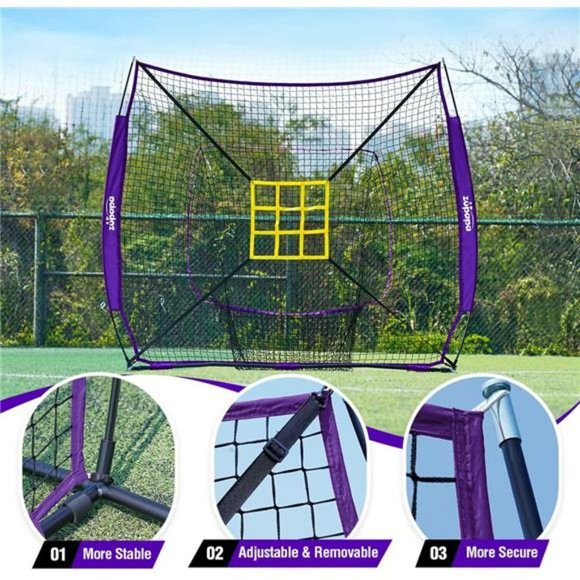 7x7 Feet Baseball Softball Hitting Pitching Net Tee Caddy Set with Strike Zone - Picture 2 of 6